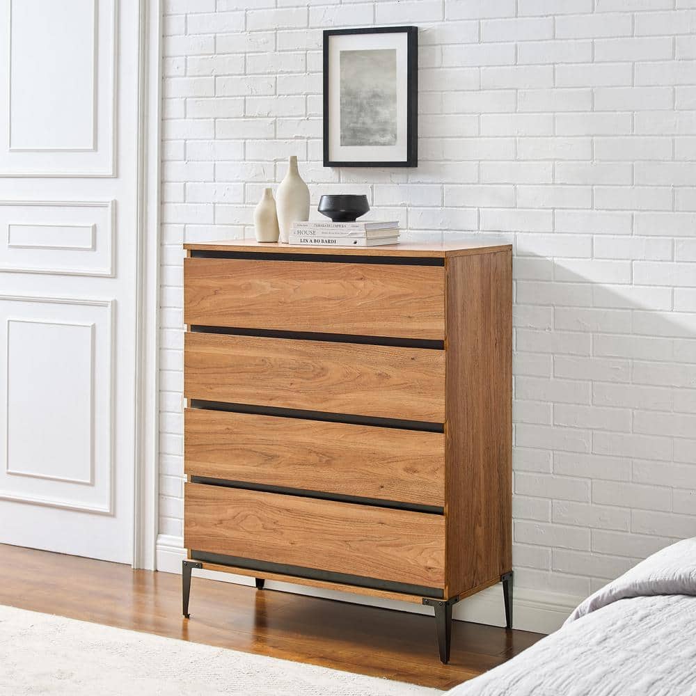Smart Home Contemporary 5 Drawer Bedroom Chest Dresser Distressed Grey