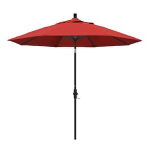 9 ft. Aluminum Collar Tilt Patio Umbrella in Red Olefin
