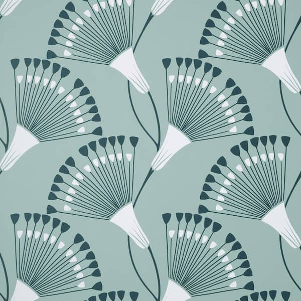 Wilder Light Blue Fanning Flower Wallpaper