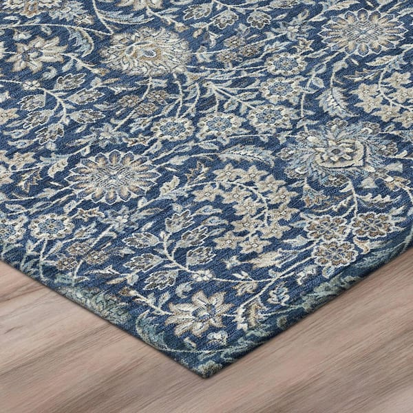 Chantille Machine Washable Indoor/Outdoor Abstract ACN3101 Navy 2 ft. x 7 ft. Runner Rug