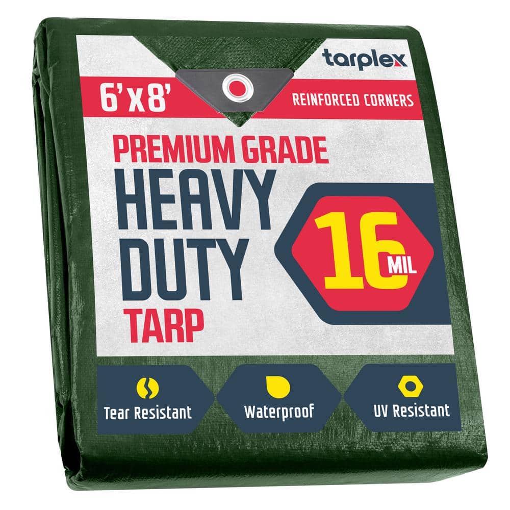Tarplex 6 ft. x 8 ft. Super Heavy-Duty Hunter Green 16 mil Poly Tarp, Water