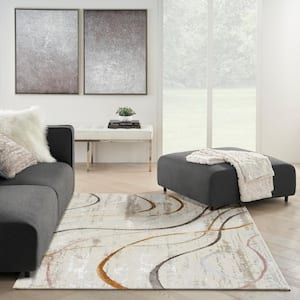 Glam Ivory/Multi 5 ft. x 7 ft. Abstract Contemporary Area Rug