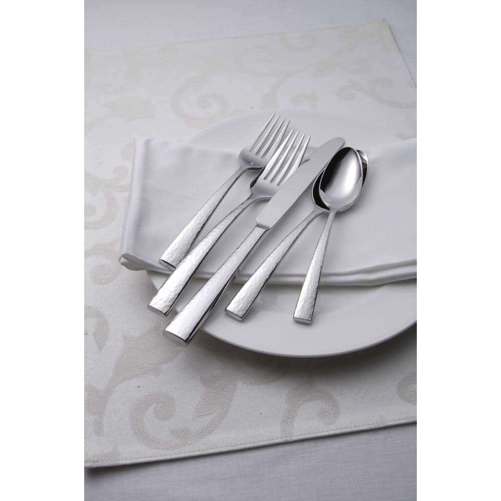 Chef's Table Hammered Stainless Steel Ornate Soup Spoons Set of 12