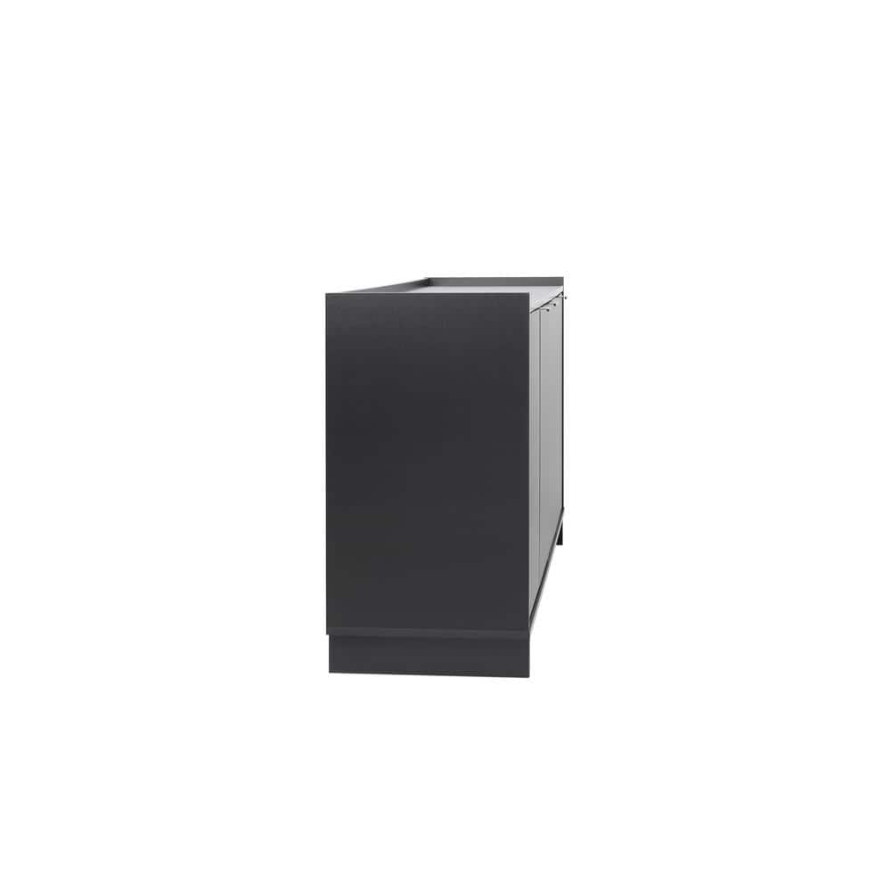 Prepac Black 4-Door Console Table with Adjustable Shelving