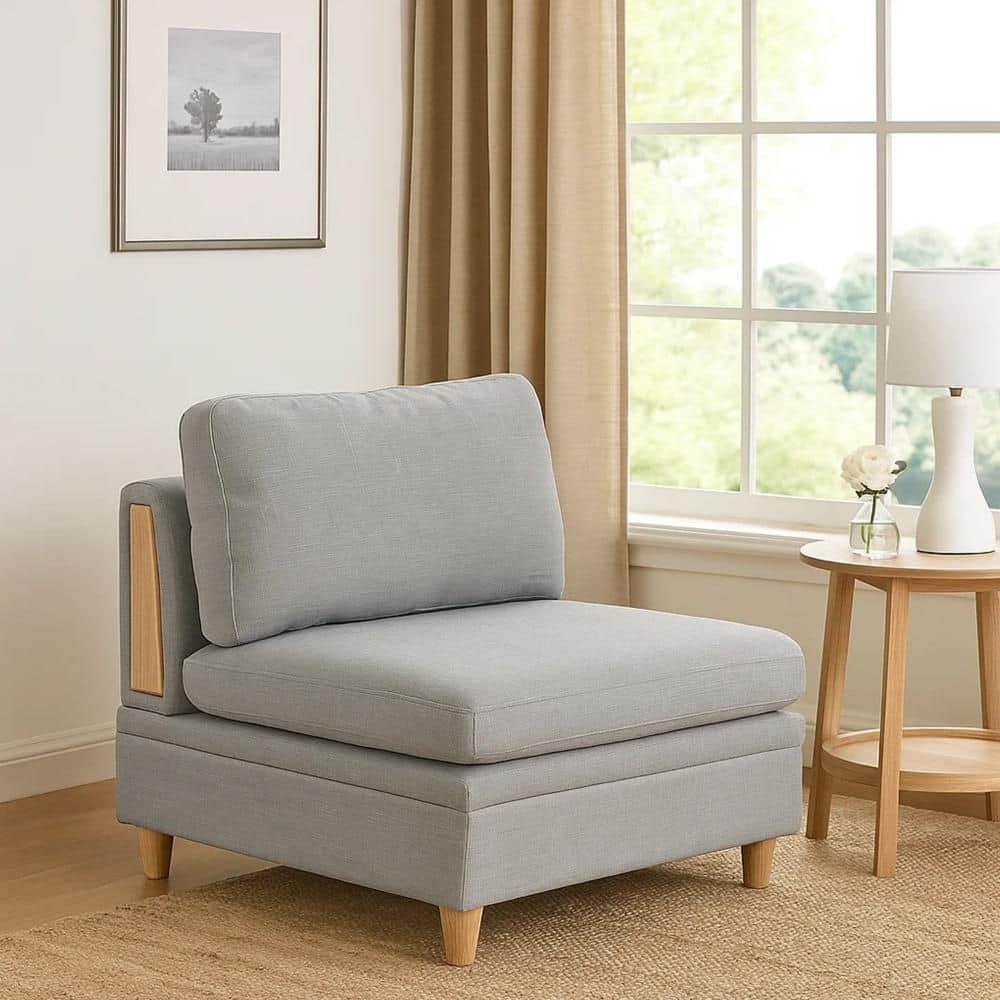 家具 paragraph Benjara Gimy 36 in. Armless Fabric Square Sofa in. Gray and Brown