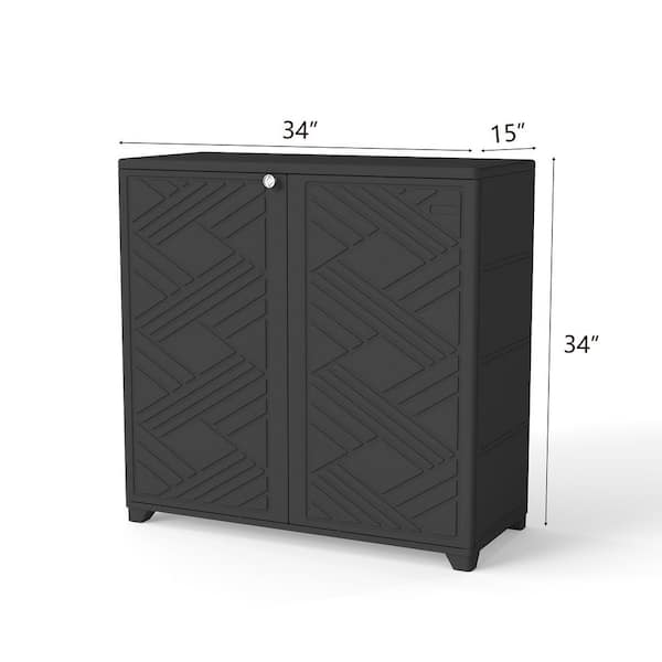 Decksplore Black Outdoor Storage Locker 34.3 in. x 15.1 in. x 33.5