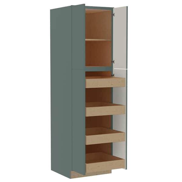 Home Decorators Collection Hargrove 24 in. W x 24 in. D x 84 in. H Assembled Plywood Pantry Kitchen Cabinet in Verdant Green with 4ROT Soft Close
