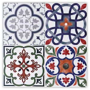 Multicolor Design 7.8"x7.8" Peel and Stick Tile for Kitchen Backsplash, Stairs, Wall Decoration (12pcs/5.2sq.ft）
