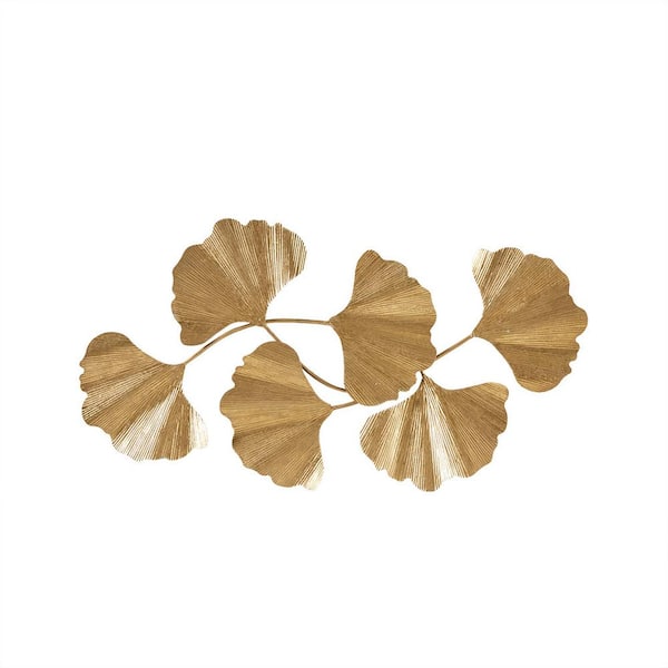 Tatahance Gold Foil Metal 3D Ginkgo Leaf Wall Decal