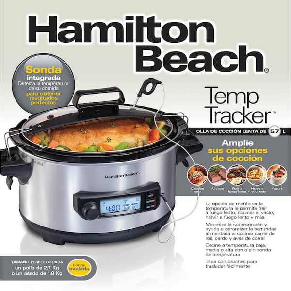 Hamilton Beach Portable 6-Quart Digital Programmable Slow Cooker With Temp  Tracking Temperature Probe to Braise, (33866) and Hamilton Beach Travel