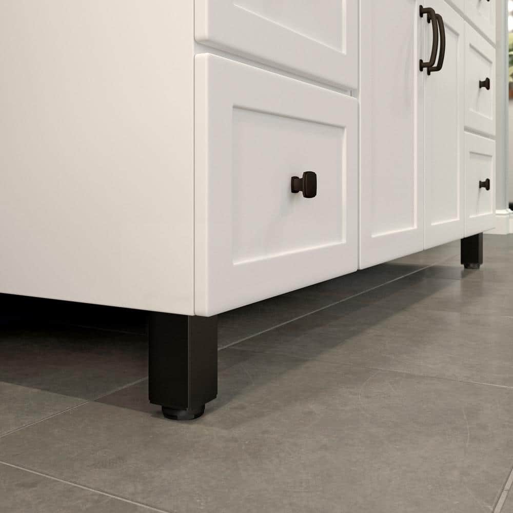 Matte Black Adjustable Height Square Metal Furniture Legs, Set of 4