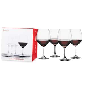 25 oz. Burgundy Wine Glasses European-Made Lead-Free Crystal, Classic Stemmed, Dishwasher Safe, Gift Set (Set of 4)