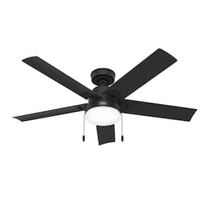 Sea Point 52 in. Outdoor Matte Black Ceiling Fan with Light Kit Included