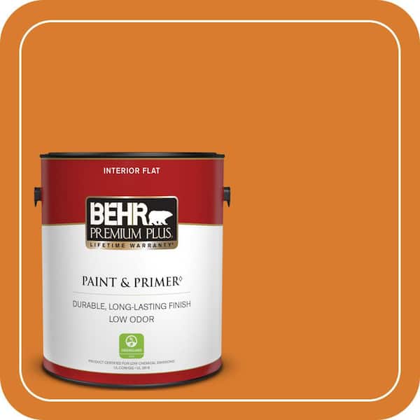 BEHR PREMIUM PLUS 1 gal. #270B-7 Bonfire Flat Low Odor Interior Paint & Primer
