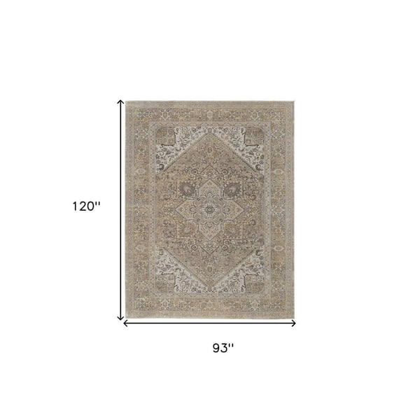 Brown,  Ivory 8 ft. x 10 ft. Loomed Floral Viscose Indoor Area Rug