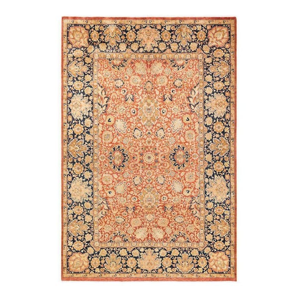 Mogul Traditional Orange 5 ft. 10 in. x 8 ft. 10 in. Oriental Area Rug