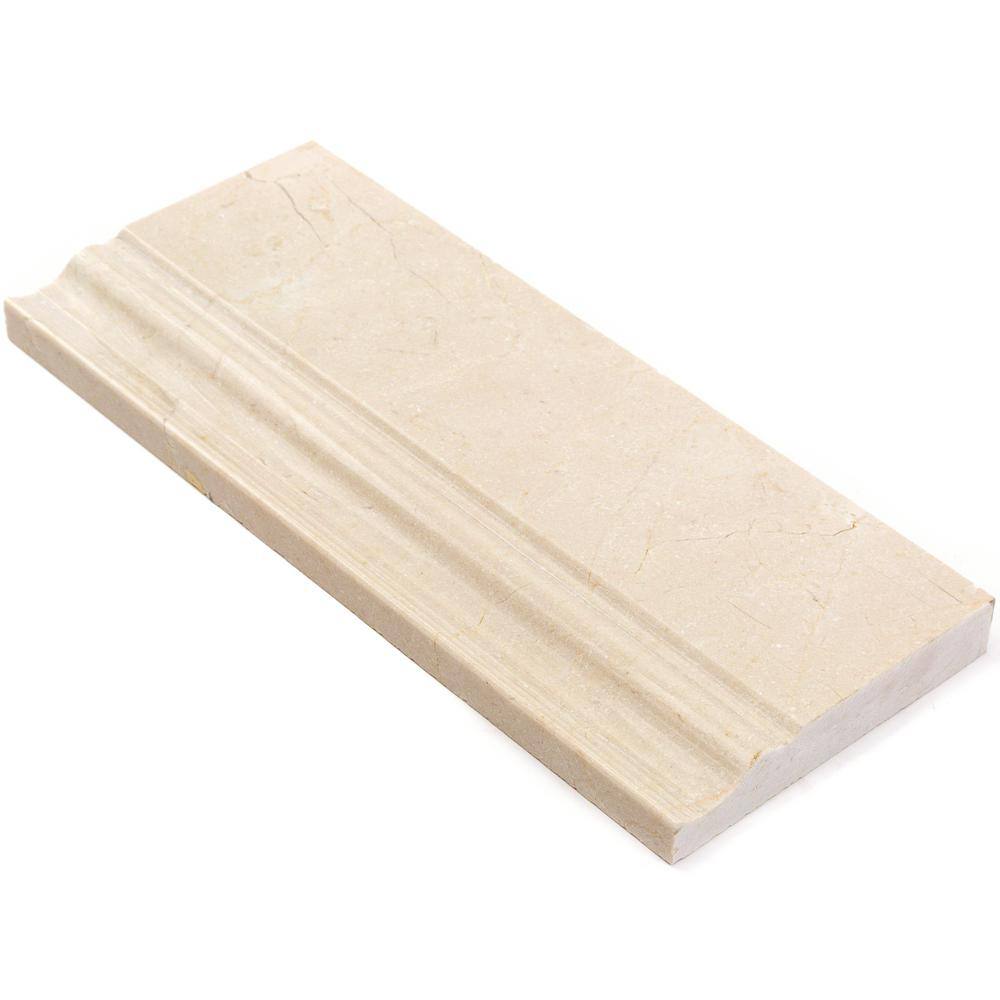 Crema Marfil Polished Marble Bullnose Tile Trim 4.75'' x 12''