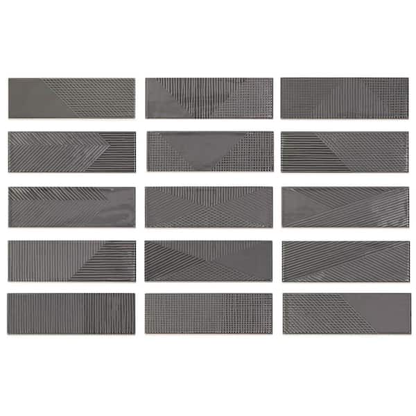 Ivy Hill Tile Ace Dark Gray 2 in. x 8 in. Polished Ceramic Subway