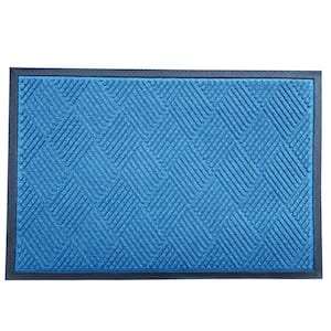 Indoor Outdoor Doormat Blue 24 in. x 36 in. Chevron Floor Mat