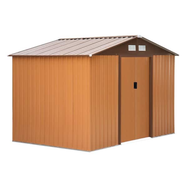 ToolCat 9 ft. W x 6 ft. D Outdoor Metal Storage Shed Garden Tool House with Foundation, 4-Vents for Backyard, Brown 54 Sq. Ft.