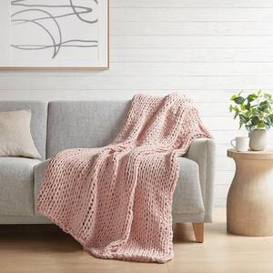 Chunky Double Knit Blush 50 in. x 60 in. Handmade Throw Blanket