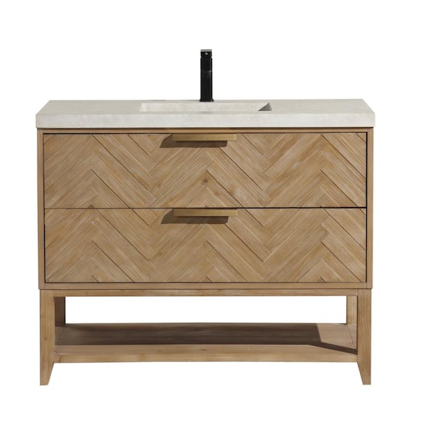Ari Kitchen and Bath Carlsbad 42 in. W x 20.5 in. D Freestanding Bath Vanity in Weathered Fir with Concrete Vanity Top in Gray