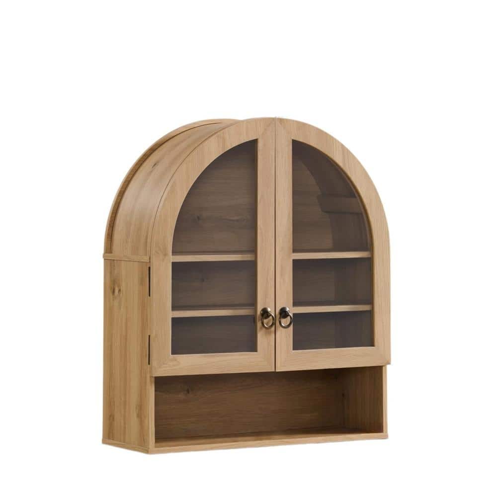 23.6 in. W x 28 in. H Rectangular Wood Medicine Cabinet without Mirror in Oak with Adjustable Shelves & Glass Doors price history on PriceWatchPro