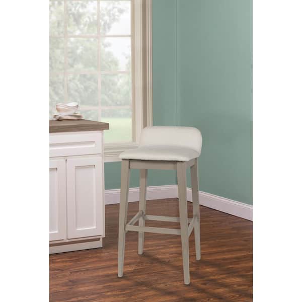 Hillsdale Furniture Maydena 30.25 in. Non-Swivel Bar Distressed Gray Stool