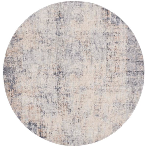 Nourison Rustic Textures Grey/Beige 8 ft. x 8 ft. Abstract Contemporary Round Area Rug