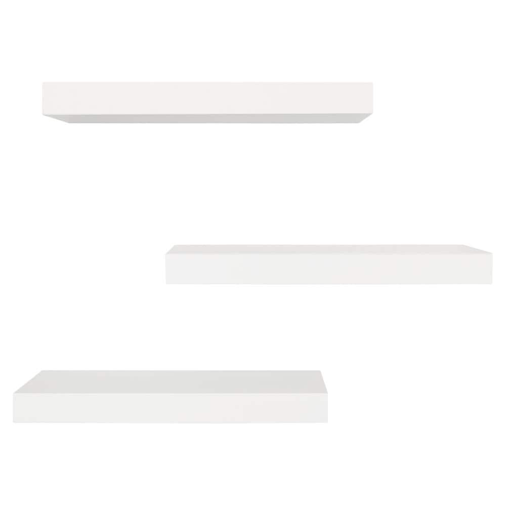 White MDF Modern Floating Wall Shelves Set of 3