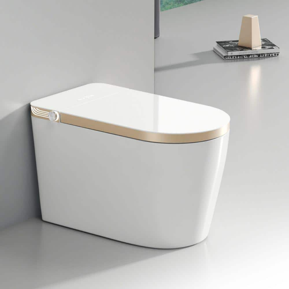 One-Piece 1.32 GPF Single Flush Elongated Smart Toilet in White with Seat Heating and Automatic Flush -  EPOWP, LX-MT-13