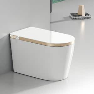 One-Piece 1.32 GPF Single Flush Elongated Smart Toilet in White with Seat Heating and Automatic Flush