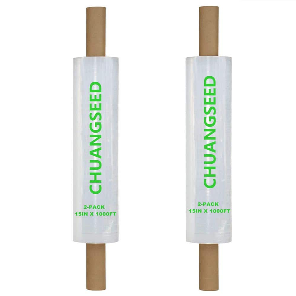 2-Pack 15 in. x 1000 ft. 73 Gauge Shrink Wrap, Industrial Strength Film, Mo