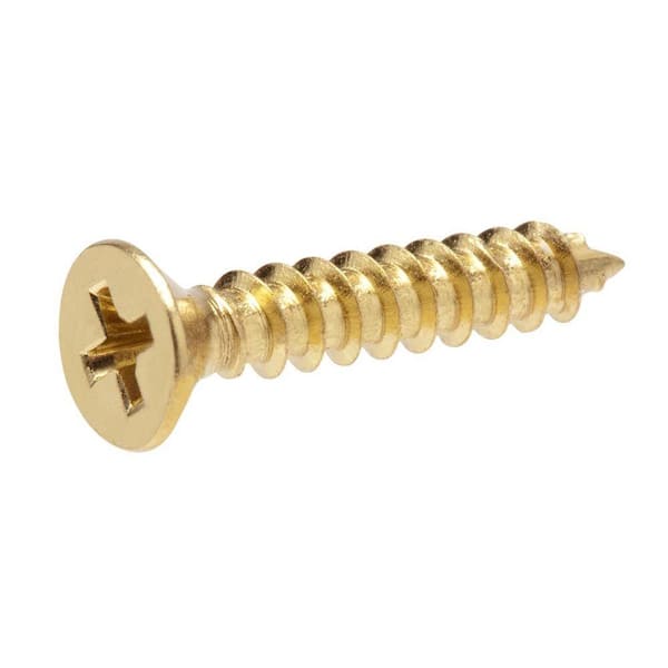 #6 x 1/2 in. Phillips Flat Head Brass Wood Screw (4-Pack)