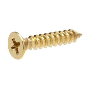 #6 x 1-1/2 in. Phillips Flat Head Brass Wood Screw (2-Pack)