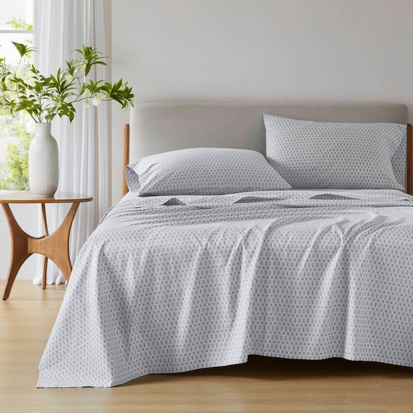 510 Design 144 Thread Count Cotton Diamond Grey Full Printed Sheets
