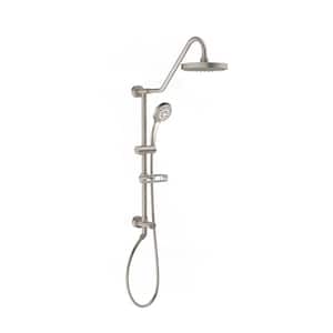 Kauai 5-Spray Settings 8 in. Wall Mount Dual Fixed and Handheld Shower Head 1.8 GPM in Brushed Nickel