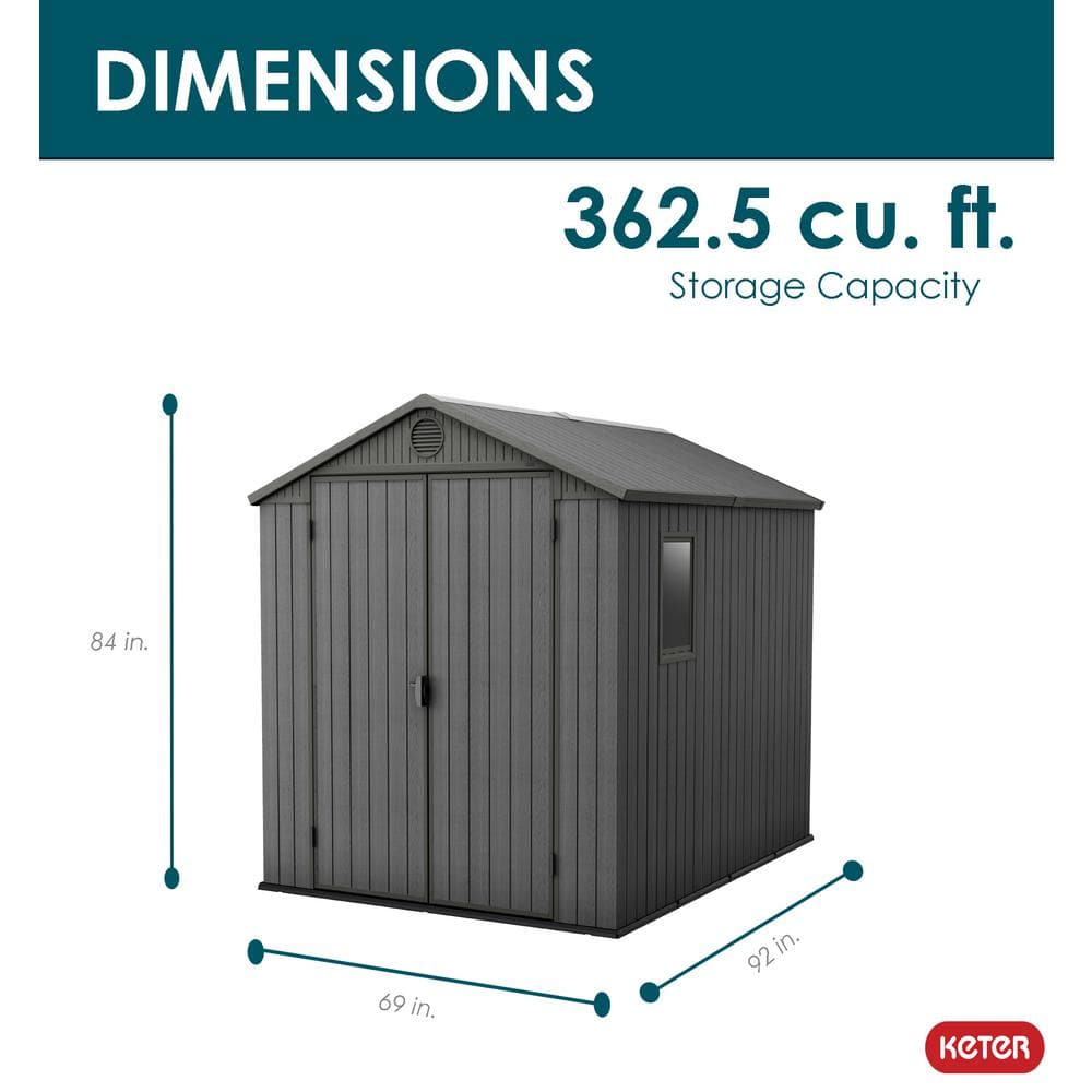 Graphite 6' x 8' Outdoor Storage Shed with Windows