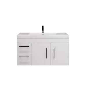 Elsa 42 in. W Bath Vanity in High Gloss Gray with Reinforced Acrylic Vanity Top in White with White Basin