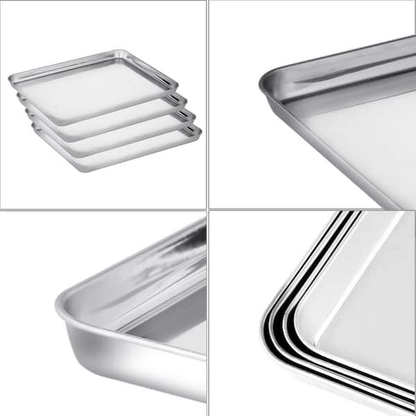 4 Sheets/Racks Velaze Baking Tray with Rack Set of 8 Mirror Finish & Rust Free Easy Clean & Dishwasher Safe Cookie Baking Pans Stainless Steel Bakeware with Cooling Rack Set Non Toxic & Healthy