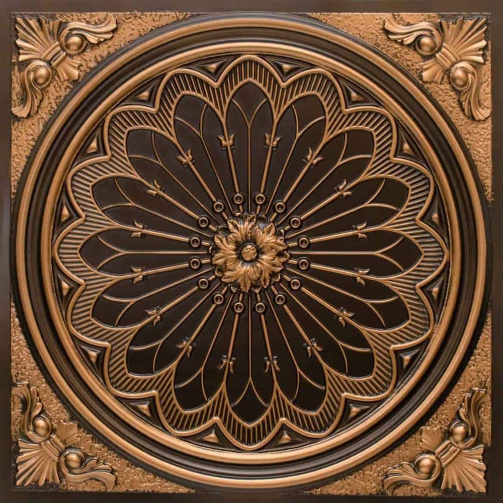 Rose Window Antique Gold 2 ft. x 2 ft. PVC Glue-up or Lay-in Faux Tin Ceiling Tile (200 sq. ft./case) price history on PriceWatchPro