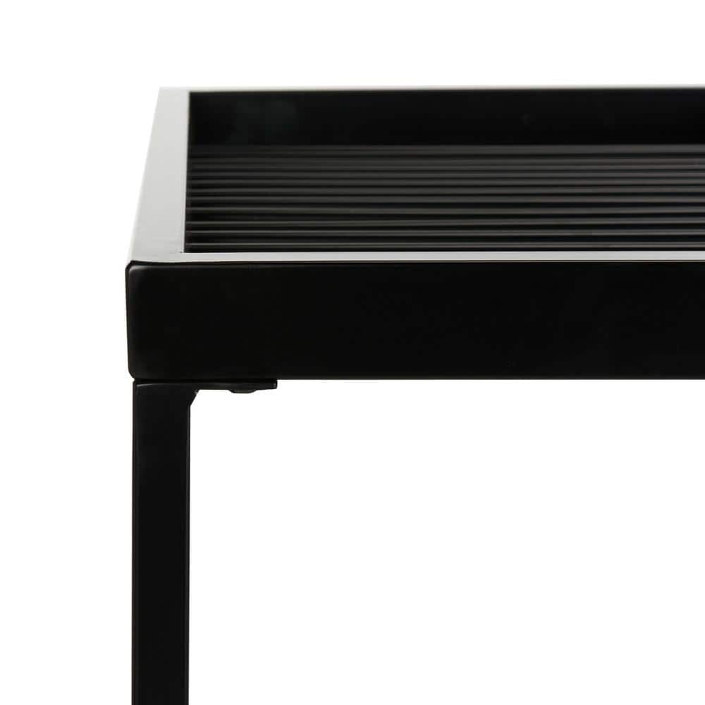 Modern Rectangular Black and White Marble Wood Cocktail Table