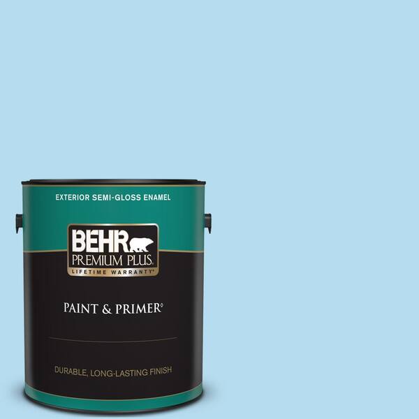 BEHR PREMIUM PLUS 1 gal. #P500-2 Seashore Dreams Semi-Gloss Enamel Exterior Paint & Primer