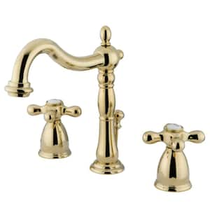 Heritage 8 in. Widespread 2-Handle Bathroom Faucet in Polished Brass