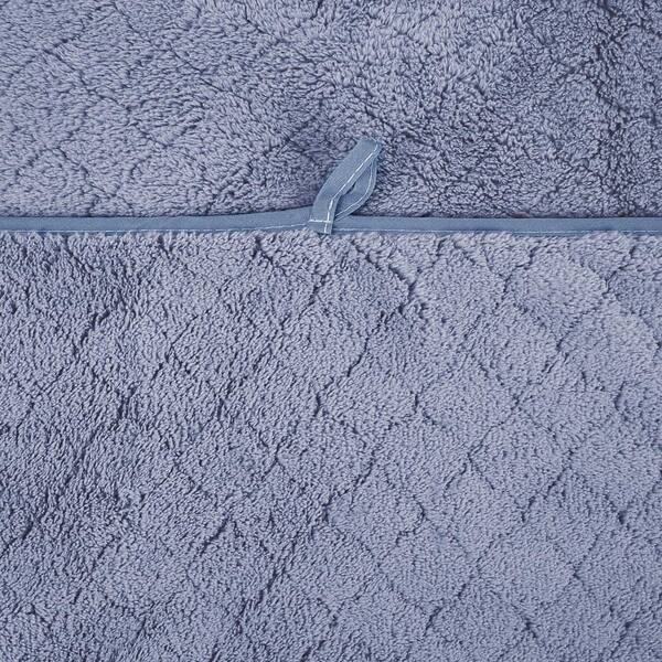 JML Blue Polyester Velvet Grid Bath Towel (Set of 2) Fleece02