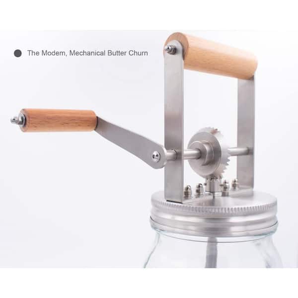 32 oz. Glass and Stainless Steel Butter Churner for Family Kitchen Fun and Homemade Butter Making (1-Pack)