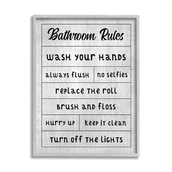 Bathroom Rules Checklist Design By CAD Designs Framed Typography Art Print 14 in. x 11 in.