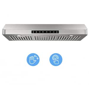 36 in. 900 CFM Ducted Under Cabinet Range Hood in Stainless Steel with 3-Way Venting Removable LEDS and Gesture Control