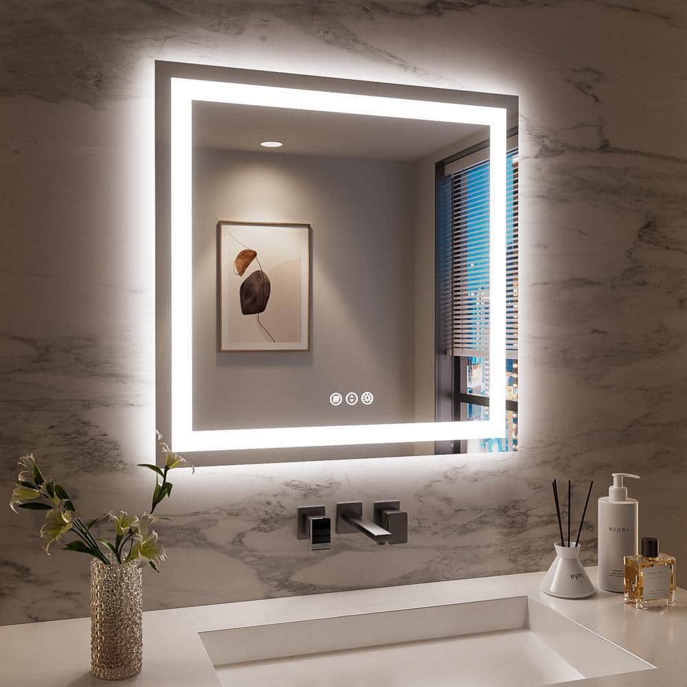 ZXDDMS 36 in. W x 36 in. H Square Frameless 3-Color Dimmable LED