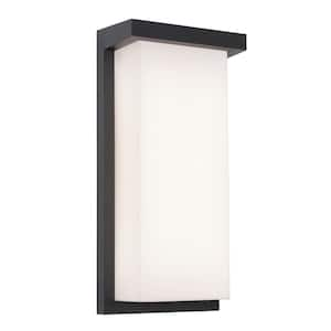 Kent 16 in. Black Outdoor Hardwired Cylinder Sconce with Integrated LED